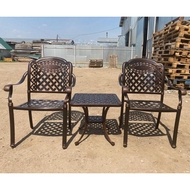 Кофейный набор из литого алюминия столик Вилла и 2 кресла Вулкан (бронза)