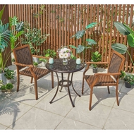 Кофейный набор из литого алюминия стол Макао (Macau) D68 и 2 кресла Бамбук-3 (Bamboo-3)