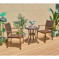 Кофейный набор стол круглый из литого алюминия с керамикой Антик (Antique) D60х66 и 2 кресла Бамбук-3 (Bamboo-3)