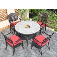 Комплект из литого алюминия с керамикой Марбелья (120 см) и 4 кресел Вулкан (Volcano)