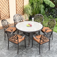 Комплект из литого алюминия с керамикой Марбелья (120 см) и 6 кресел Феникс (Fenix)