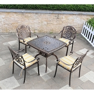 Комплект из литого алюминия стол квадратный Адонис (Adonis) 90x90 и 4 кресла Гуерлайн (Guerlain)