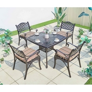 Комплект из литого алюминия стол квадратный Адонис (Adonis) 90x90 и 4 кресла Лион (Lion) бронза