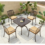 Комплект из литого алюминия стол квадратный Адонис (Adonis) 90x90 и 4 кресла Опус (Opus)