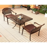 Комплект из литого алюминия стол квадратный Сорренто (Sorrento) 78x78 бронза и 2 кресла Вулкан