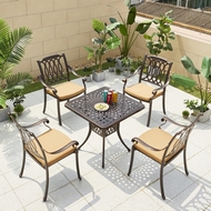 Комплект из литого алюминия стол квадратный Сорренто (Sorrento) 78x78 бронза и 4 кресла Опус (Opus)