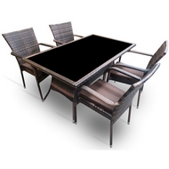 Комплект мебели из искусственного ротанга Руардин и 4 кресла Милан (dark brown)