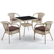 Комплект мебели из искусственного ротанга Вайнхейвен 80х80 и 4 кресла Руардин (wood)