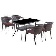 Комплект мебели из искусственного ротанг стол Рио и 4 кресел Греция dark brown