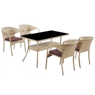 Комплект мебели из искусственного ротанг стол Рио и 4 кресел Греция wood