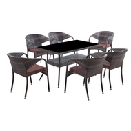 Комплект мебели из искусственного ротанг стол Рио и 6 кресел Греция dark brown