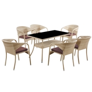 Комплект мебели из искусственного ротанг стол Рио и 6 кресел Греция wood