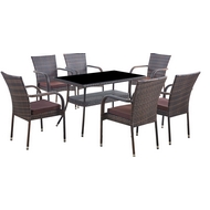 Комплект мебели из искусственного ротанг стол Рио и 6 кресел Милан dark brown