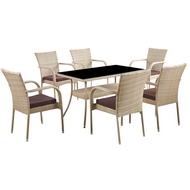 Комплект мебели из искусственного ротанг стол Рио и 6 кресел Милан wood