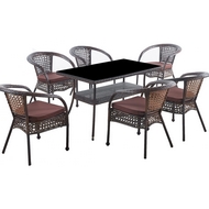 Комплект мебели из искусственного ротанг стол Рио и 6 кресел Руардин dark brown