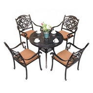 Комплект мебели из литого алюминия стол Палм (100 см) и 4 кресла Джунген