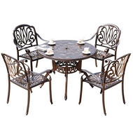 Комплект мебели из литого алюминия стол Палм (100 см) и 4 кресла Феникс
