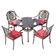 Комплект мебели из литого алюминия стол Палм (100 см) и 4 кресла Гуерлайн