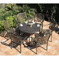 Комплект мебели из литого алюминия стол Палм (100 см) и 6 кресел Гуерлайн