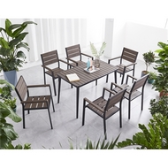 Комплект мебели из литого алюминия с ДПК стол 120х70 Поливуд-5 и 6 кресел Поливуд-3