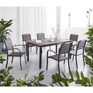 Комплект мебели из литого алюминия с ДПК стол 160х90 Поливуд-7 и 6 кресел Поливуд-1