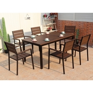 Комплект мебели из литого алюминия с ДПК стол 160х90 Поливуд-7 и 6 кресел Поливуд-3