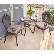 Комплект мебели из литого алюминия стол круглый с керамикой Антик (Antique) D60x66 и 2 кресла Финляндия-4 (Finland-4)