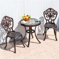 Комплект мебели из литого алюминия стол круглый с керамикой Керамик (Ceramic) D60x66 и 2 стула Нью Йорк (New York) bronze