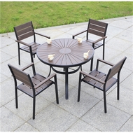 Комплект мебели из литого алюминия с ДПК стол D105 см Поливуд-2 и 4 кресла Поливуд-3