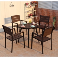 Комплект мебели из литого алюминия с ДПК стол D70 см Поливуд-3 и 4 кресел Поливуд-3