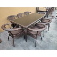 Комплект мебели из искусственного ротанга стол Египет и 8 кресел Руардин (dark brown)