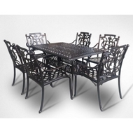 Комплект мебели из литого алюминия стол Феникс (150х90) и 6 кресел Миранда