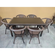 Комплект мебели из искусственного ротанга стол Милан и 6 кресел Руардин (dark brown)