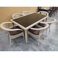 Комплект мебели из искусственного ротанга стол Милан и 6 кресел Руардин (wood)