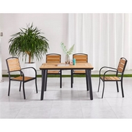 Комплект мебели из литого алюминия с ДПК стол Поливуд-8 120х80 и 4 кресла Поливуд-1