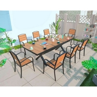 Комплект мебели из литого алюминия с ДПК стол Поливуд-Трансформер 180-240х90 и 8 кресел Поливуд-1