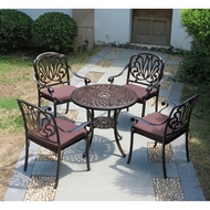 Комплект мебели из литого алюминия стол круглый Сорренто (Sorrento) D78 бронза и 4 кресла Феникс (Fenix)