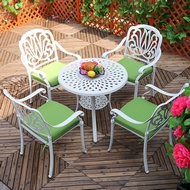 Комплект мебели из литого алюминия стол круглый Сорренто (Sorrento) D78 белый и 4 кресла Феникс (Fenix)