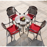 Комплект мебели из литого алюминия стол круглый Сорренто (Sorrento) D78 бронза и 4 кресла Вулкан-2 (Volcano-2) bronze