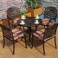 Комплект мебели из литого алюминия стол круглый Сорренто (Sorrento) D78 и 4 кресла Вулкан (Volcano) бронза