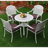 Комплект мебели из литого алюминия стол круглый Сорренто (Sorrento) D78 и 4 кресла Вулкан (Volcano) белый