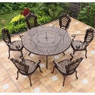 Комплект мебели из литого алюминия стол Вулкан (Volcano) D150 и 6 кресел Финляндия-4 (Finland-4)