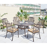 Комплект мебели из литого алюминия стол Вулкан (Volcano) D150 и 6 кресел Опус (Opus)