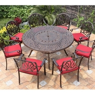 Комплект мебели из литого алюминия стол Вулкан (Volcano) D150 и 8 кресел Феникс (Fenix)