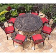 Комплект мебели из литого алюминия стол Вулкан (Volcano) D150 и 8 кресел Вулкан (Volcano)