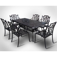 Комплект мебели из литого алюминия стол Вулкан-2 (175х90) и 6 кресел Миранда