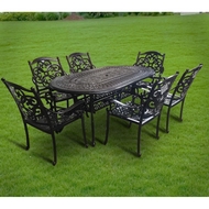Комплект мебели из литого алюминия стол Брайдед (Braided) 180х105 и 6 кресел Джунген (Jungen)