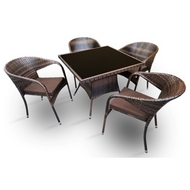 Обеденная группа из искусственного ротанга Римини и 4 кресла Греция (dark brown)