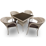 Обеденная группа из искусственного ротанга Римини и 4 кресла Греция (wood)