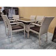 Обеденная группа из искусственного ротанга Руардин и 6 кресел Милан (wood)